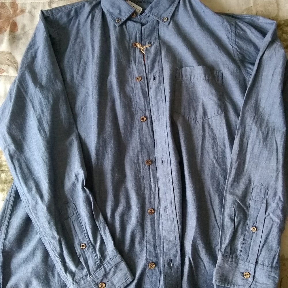 Blue button down long sleeve shirt